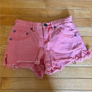 Free People Pink/Coral Frayed Hem Women Shorts